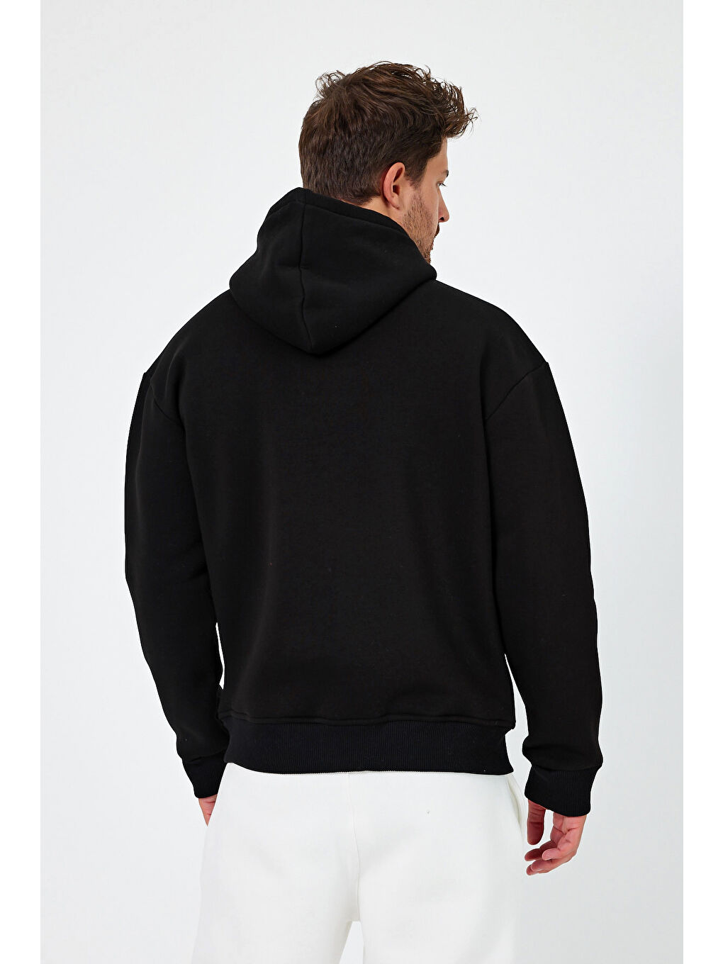 Tarz Cool Siyah Erkek Standart Fit Normal Kesim Içi Polarlı 3 Iplik Kapüşonlu Fermuarlı Sweatshirt Ceket - 4