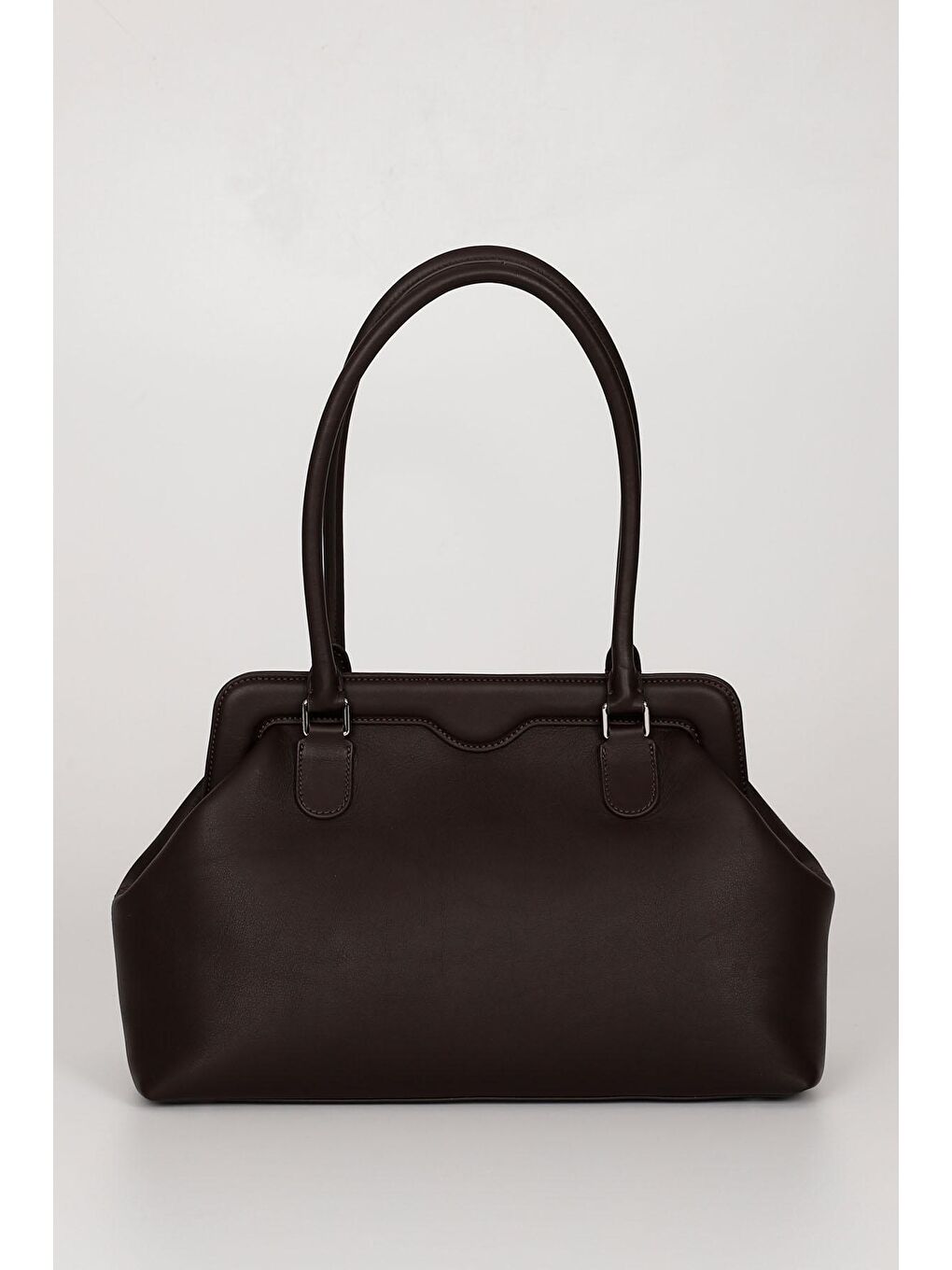 Kahverengi Platinum Hakiki Deri Büyük Boy Kadın Omuz Ve El Çantası B8397-4