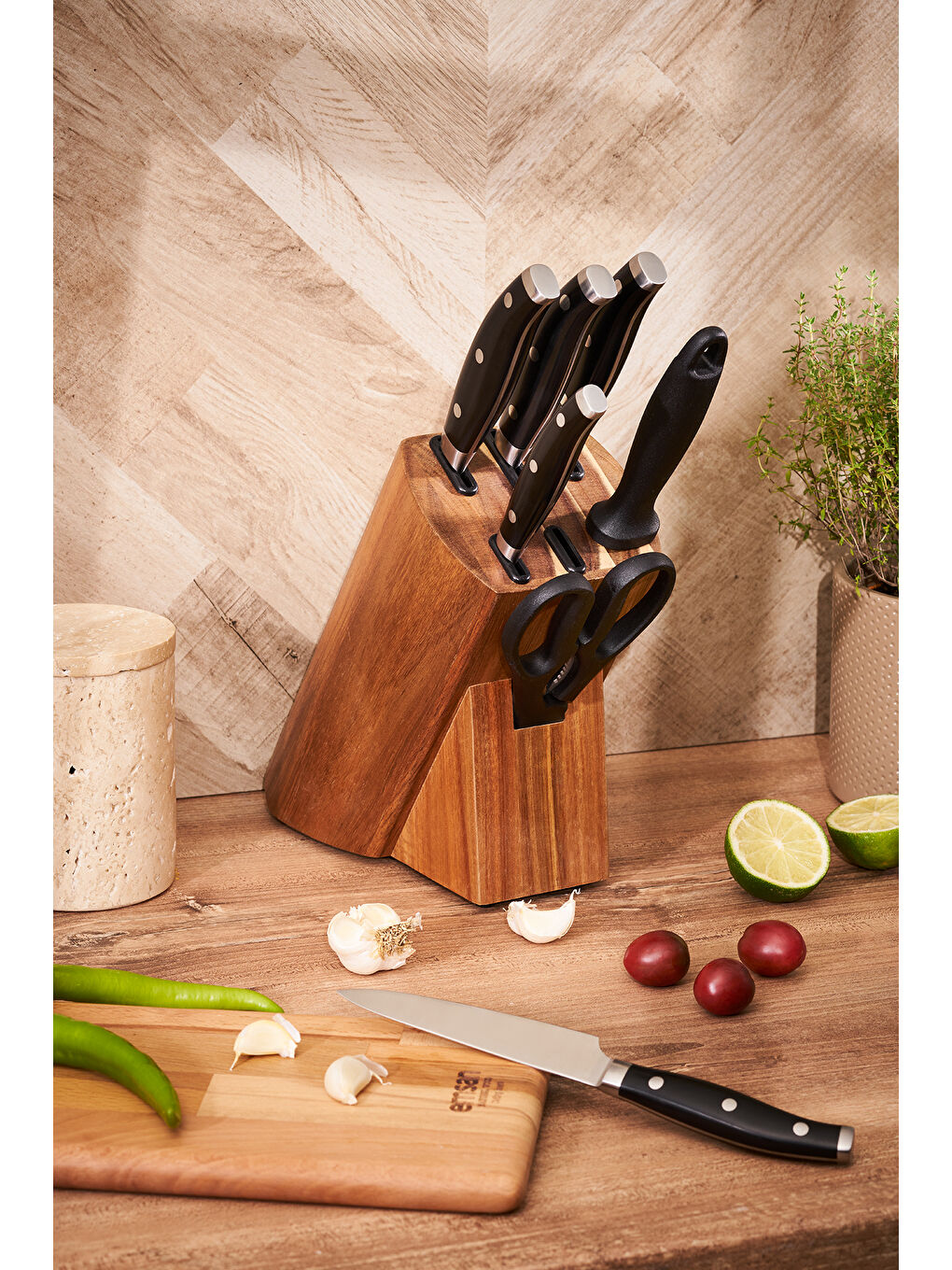 Siyah Naturel 8 Parça Bıçak Seti-1