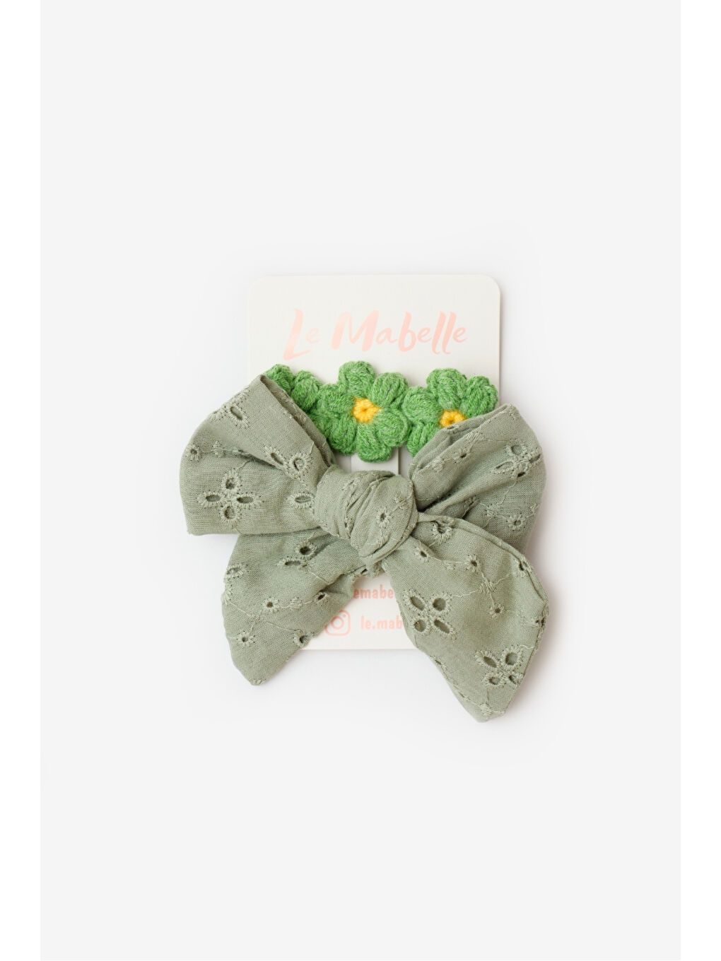 Pembe Somon Fisto Fiyonk Örgü Çiçek 2'li Klips Toka