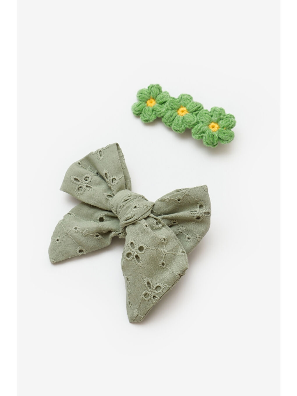 Pembe Somon Fisto Fiyonk Örgü Çiçek 2'li Klips Toka-1