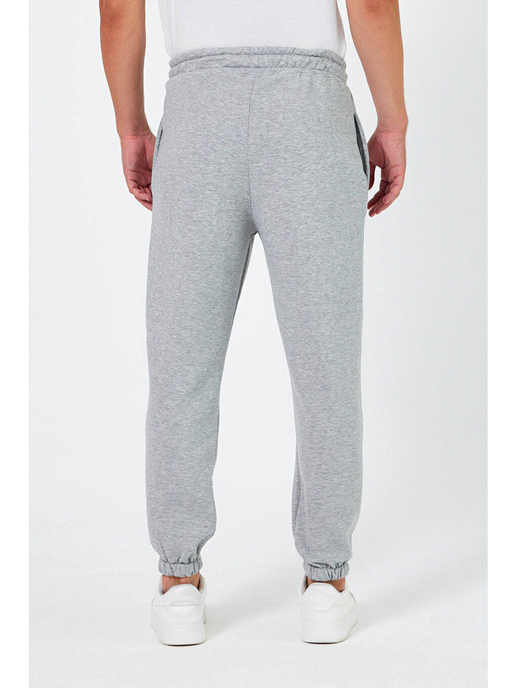 Gri Regular/Normal Kesim Paçası Lastikli İçi Polar/Sıcak Tutan Erkek Jogger Eşofman Altı-3