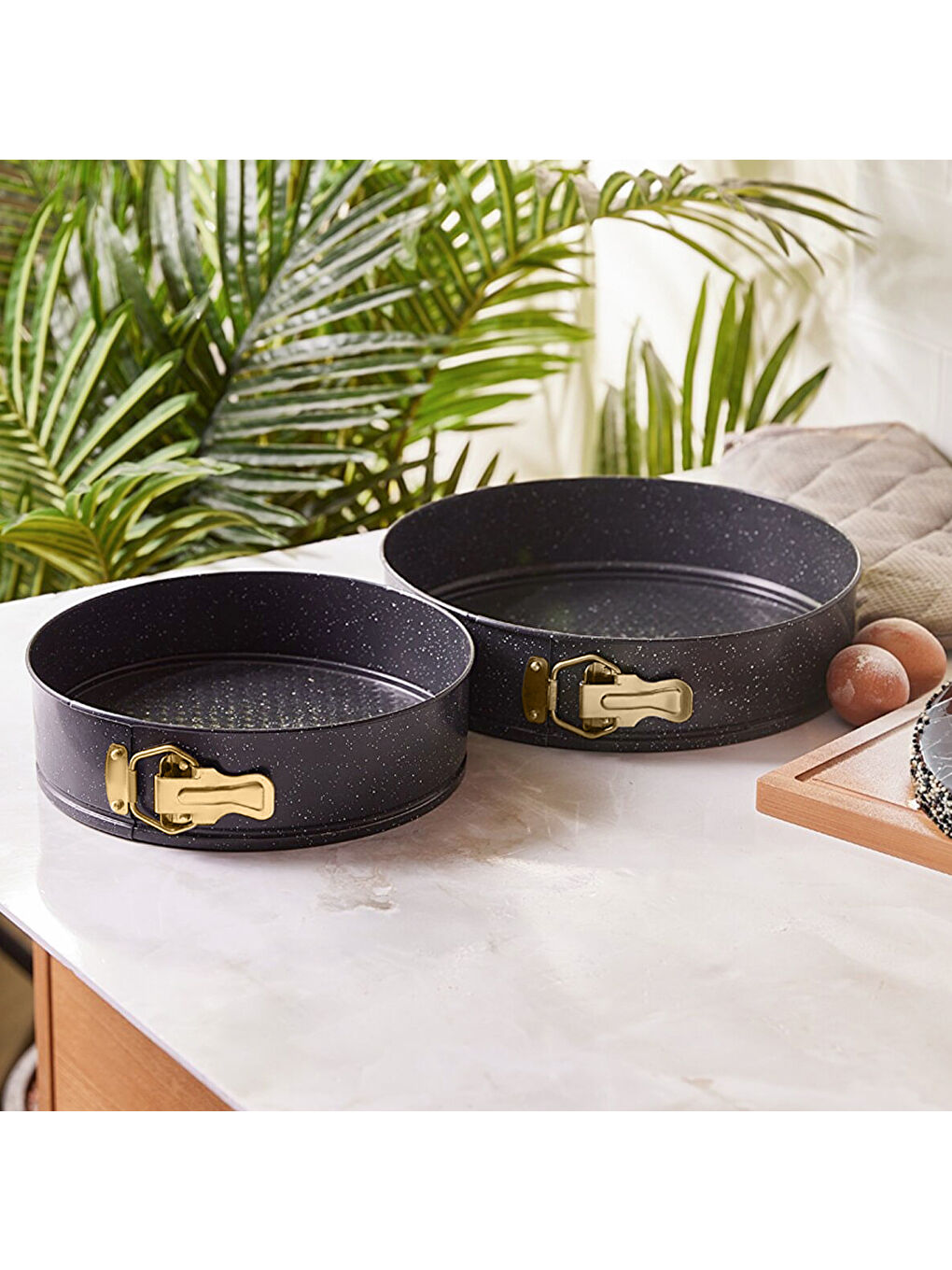 Sarı Circle 2 li Kelepçeli Kek Kalıbı Seti Gold 24-28 cm-7