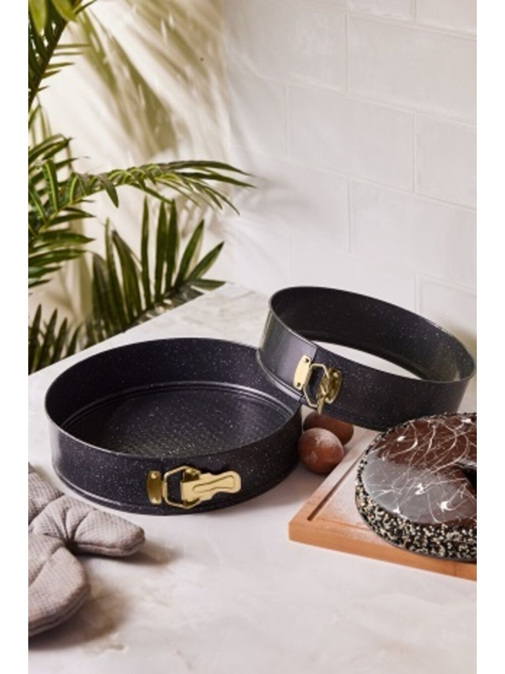 Sarı Circle 2 li Kelepçeli Kek Kalıbı Seti Gold 24-28 cm-5