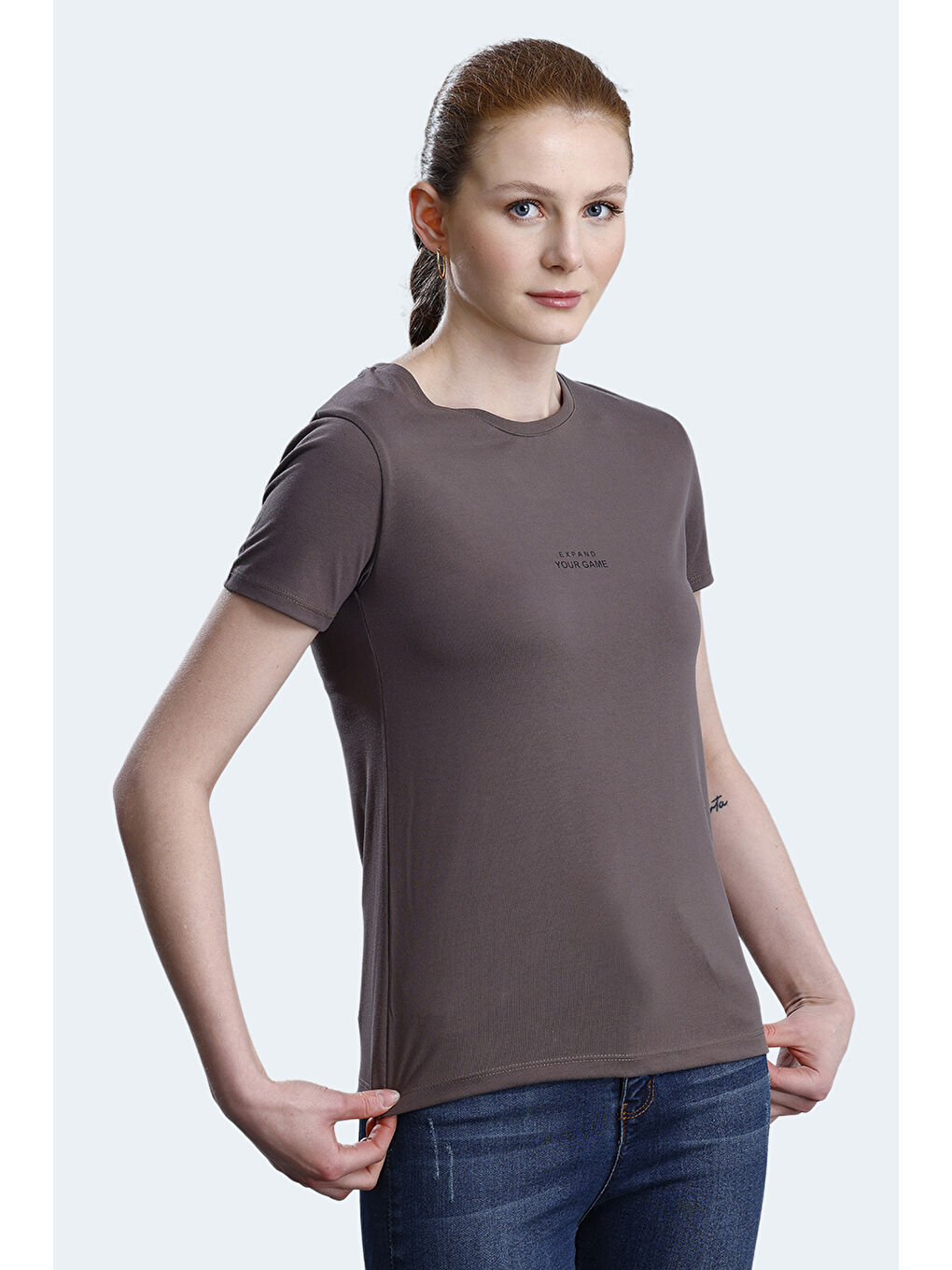 Kahverengi PAYTONS Kadın Kahve Tişört-2