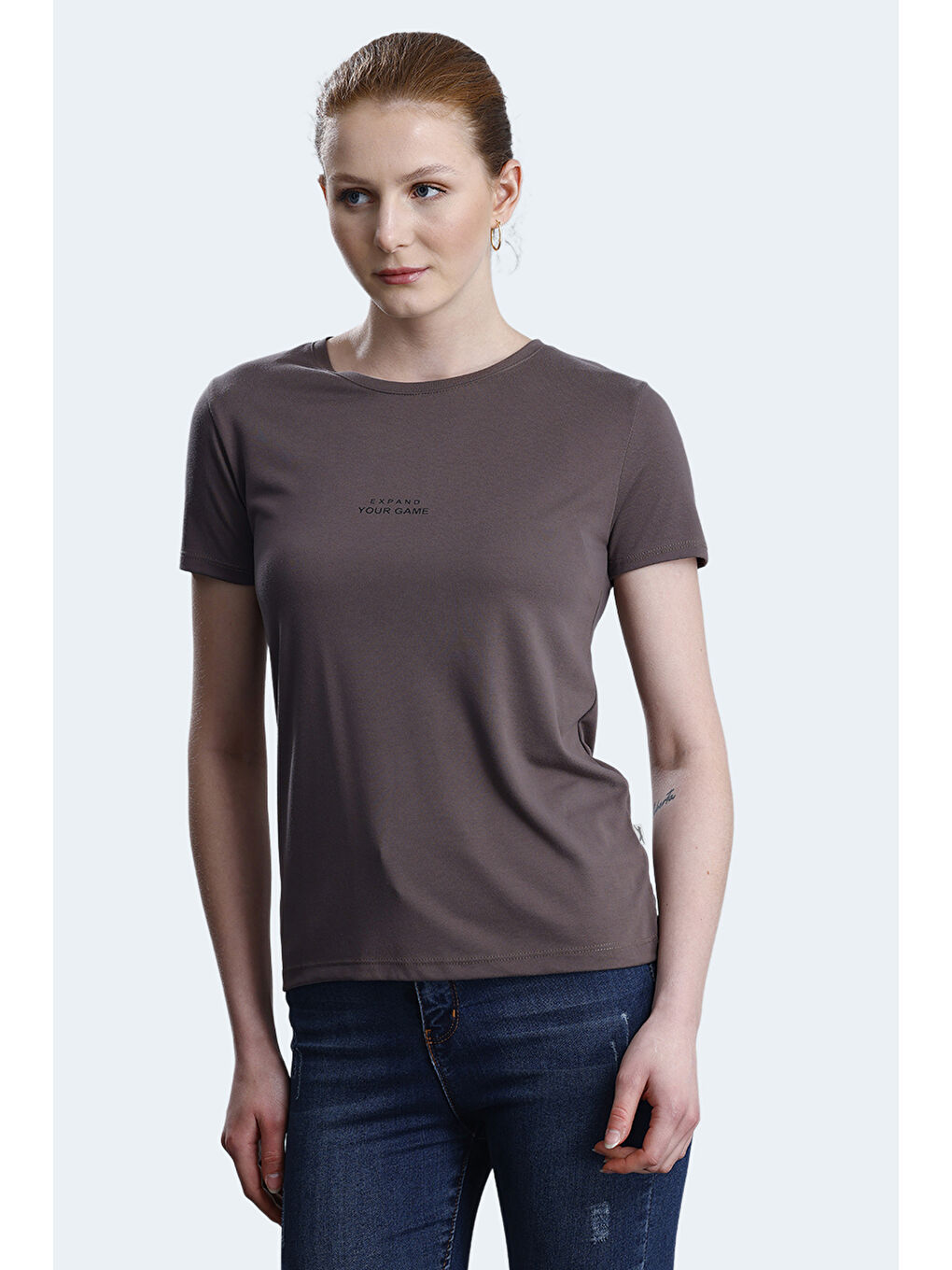 Kahverengi PAYTONS Kadın Kahve Tişört-3