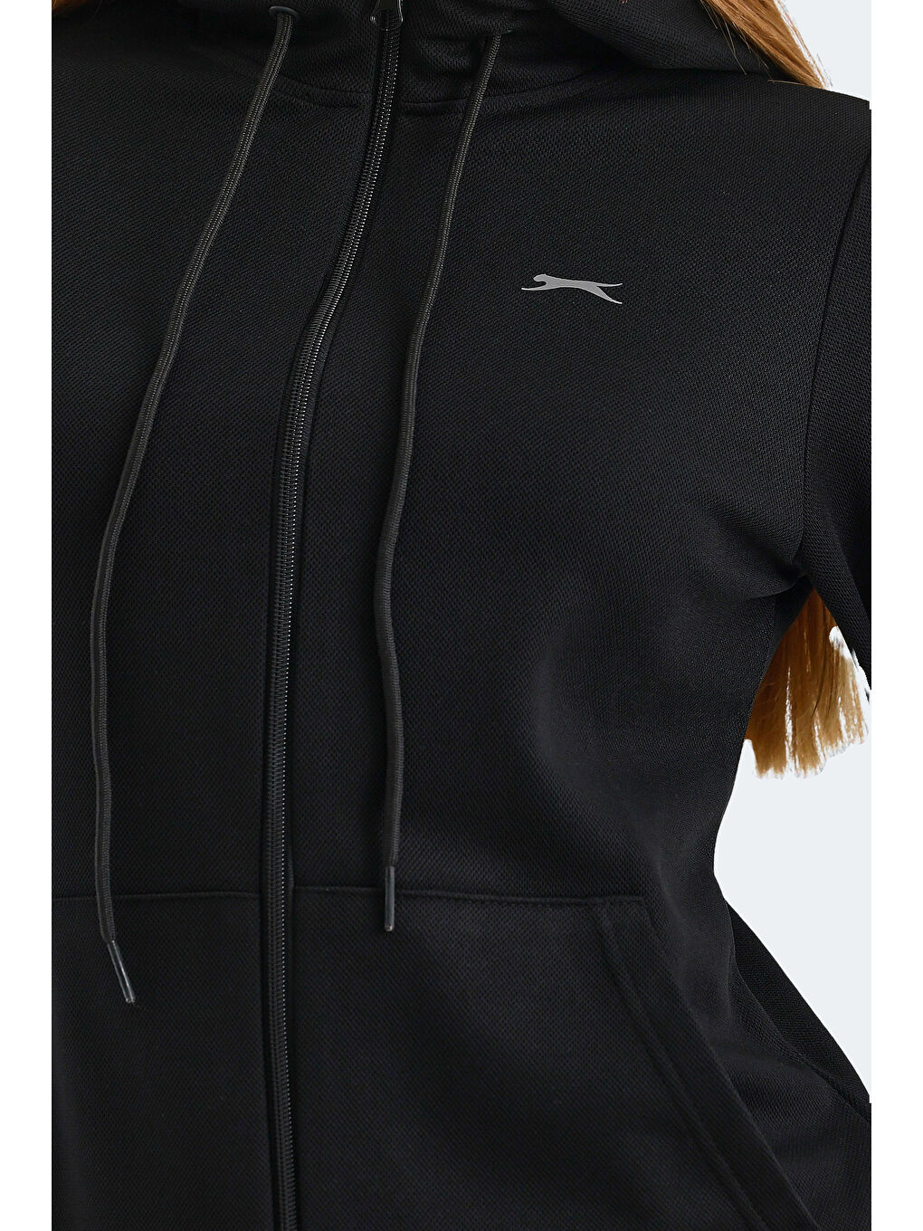 RID IN Kadın Fermuarlı Kapüşonlu Cepli Siyah Eşofman Takımı-3