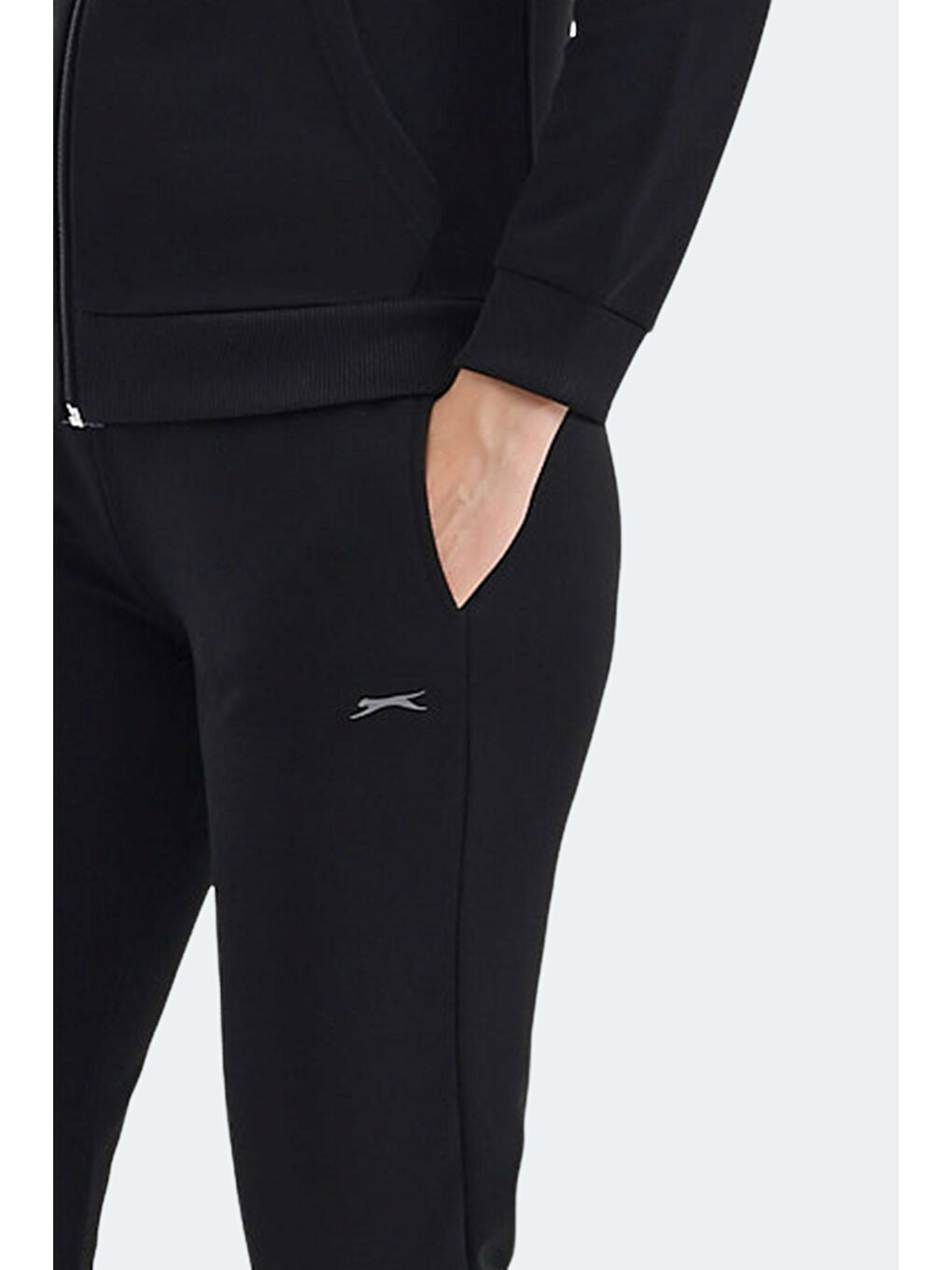 RID IN Kadın Fermuarlı Kapüşonlu Cepli Siyah Eşofman Takımı-4