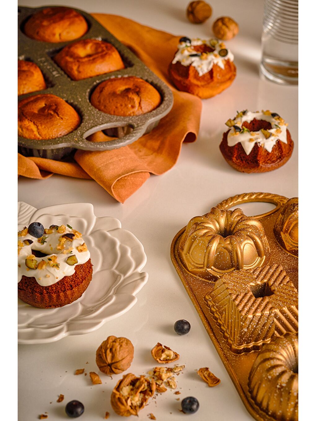 Sarı Griss One Six 6'lı Döküm Kek Kalıbı Gold-2