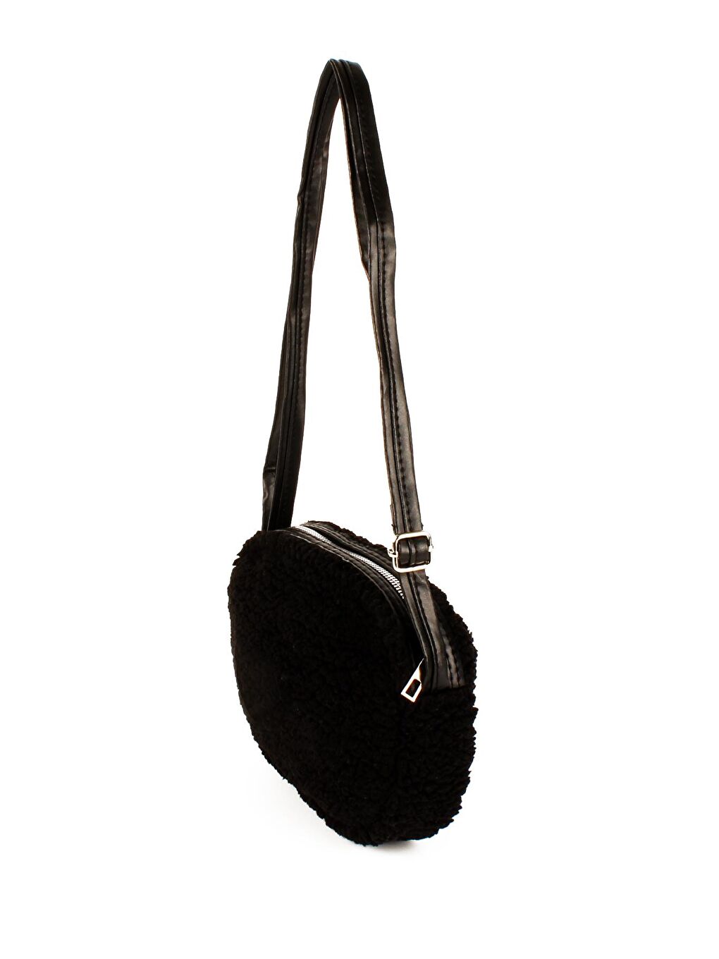 Siyah Kadın Peluş-Suni Kürklü Deri Askılı Omuz Çantası (10737)-1