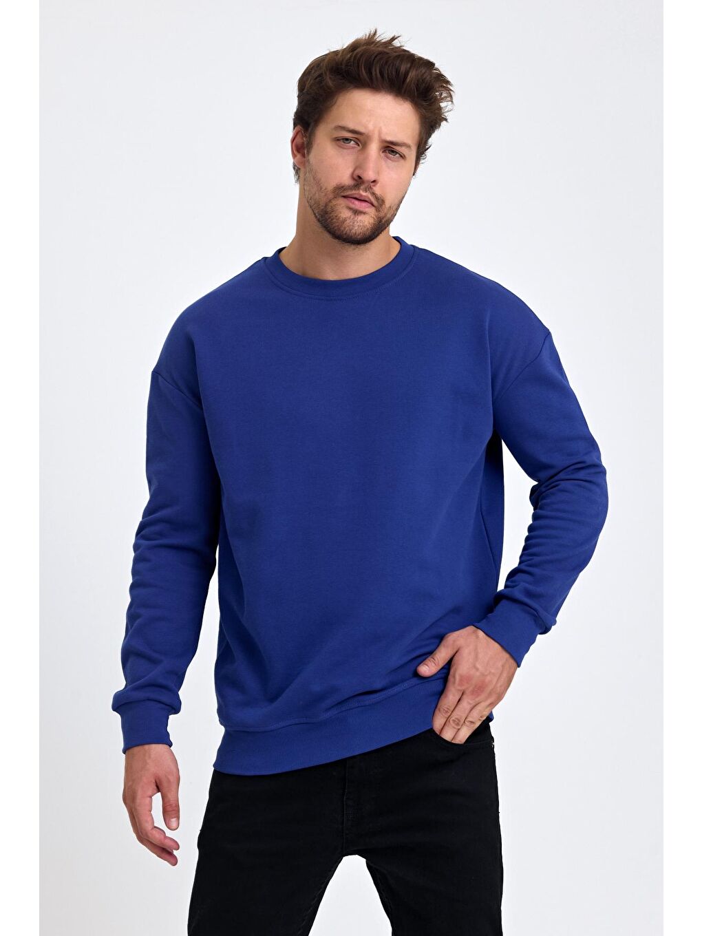 Mavi Erkek Yumuşacık Kumaşlı Regular Fit Yuvarlak Yakalı Sweatshirt-1
