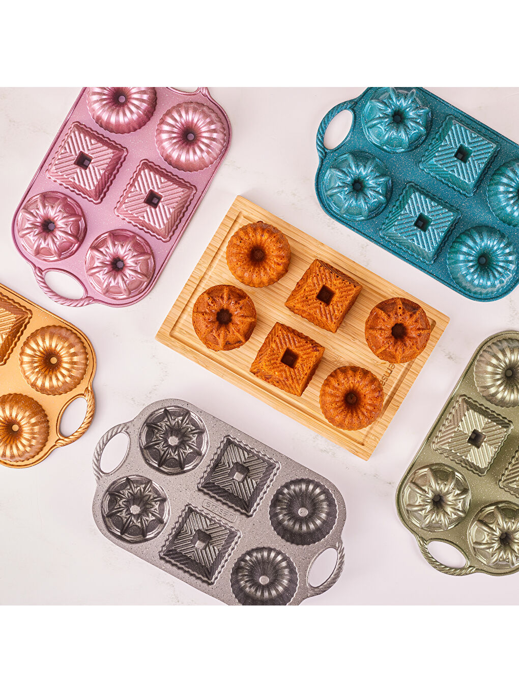 Griss One Six 6'lı Döküm Kek Kalıbı Gri-8