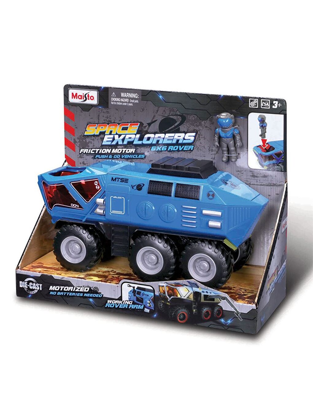 Maisto Space Explorers 6x6 Rover Sürtmeli Uzay Aracı ve Figür - Mavi - 2