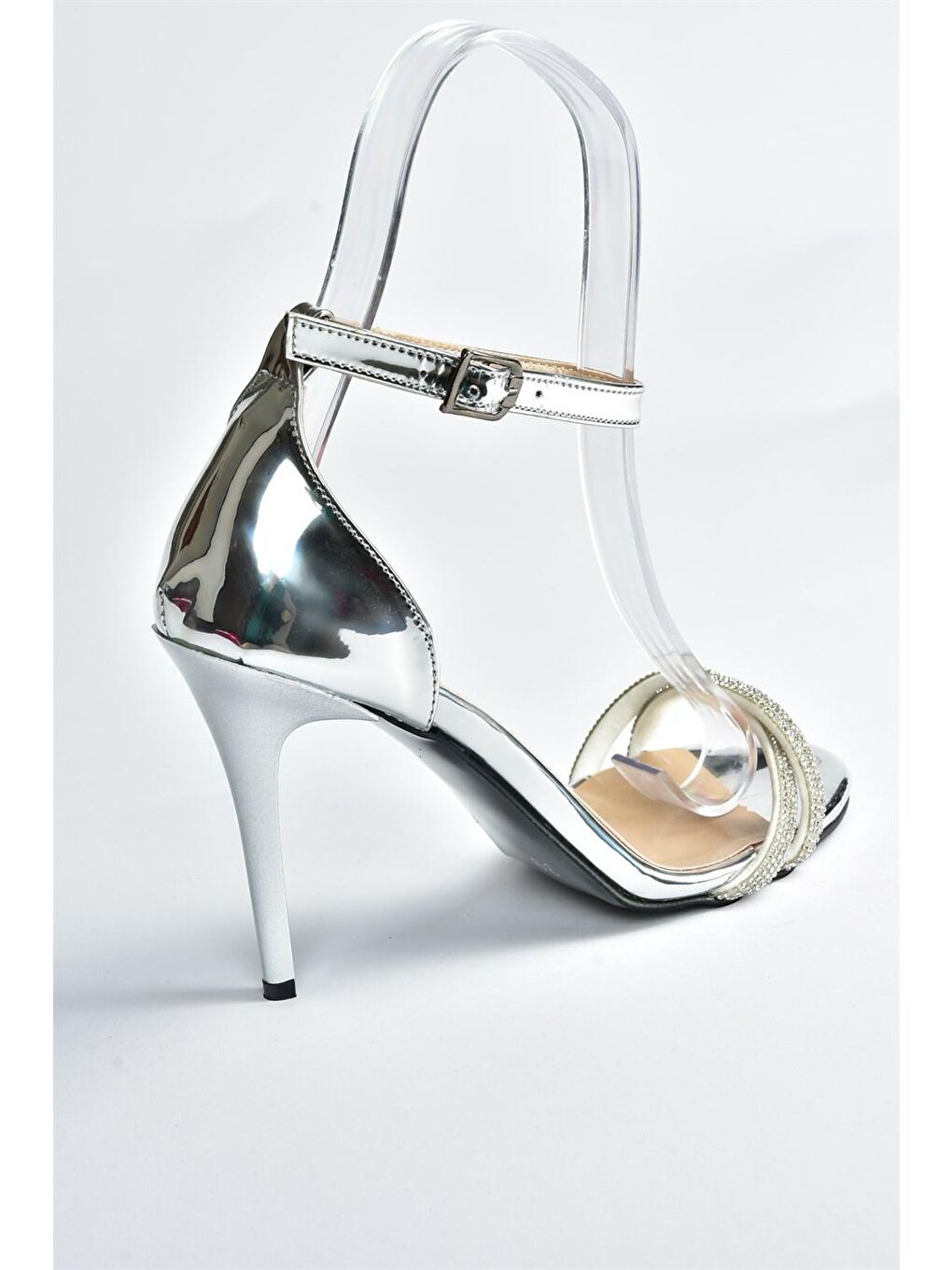 Gri M7521213 Gümüş Kadın Topuklu Ayakkabı-4