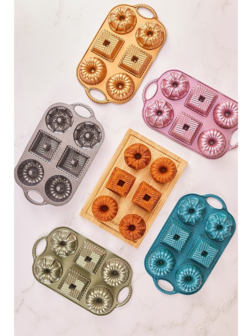 Griss One Six 6'lı Döküm Kek Kalıbı Gri-4