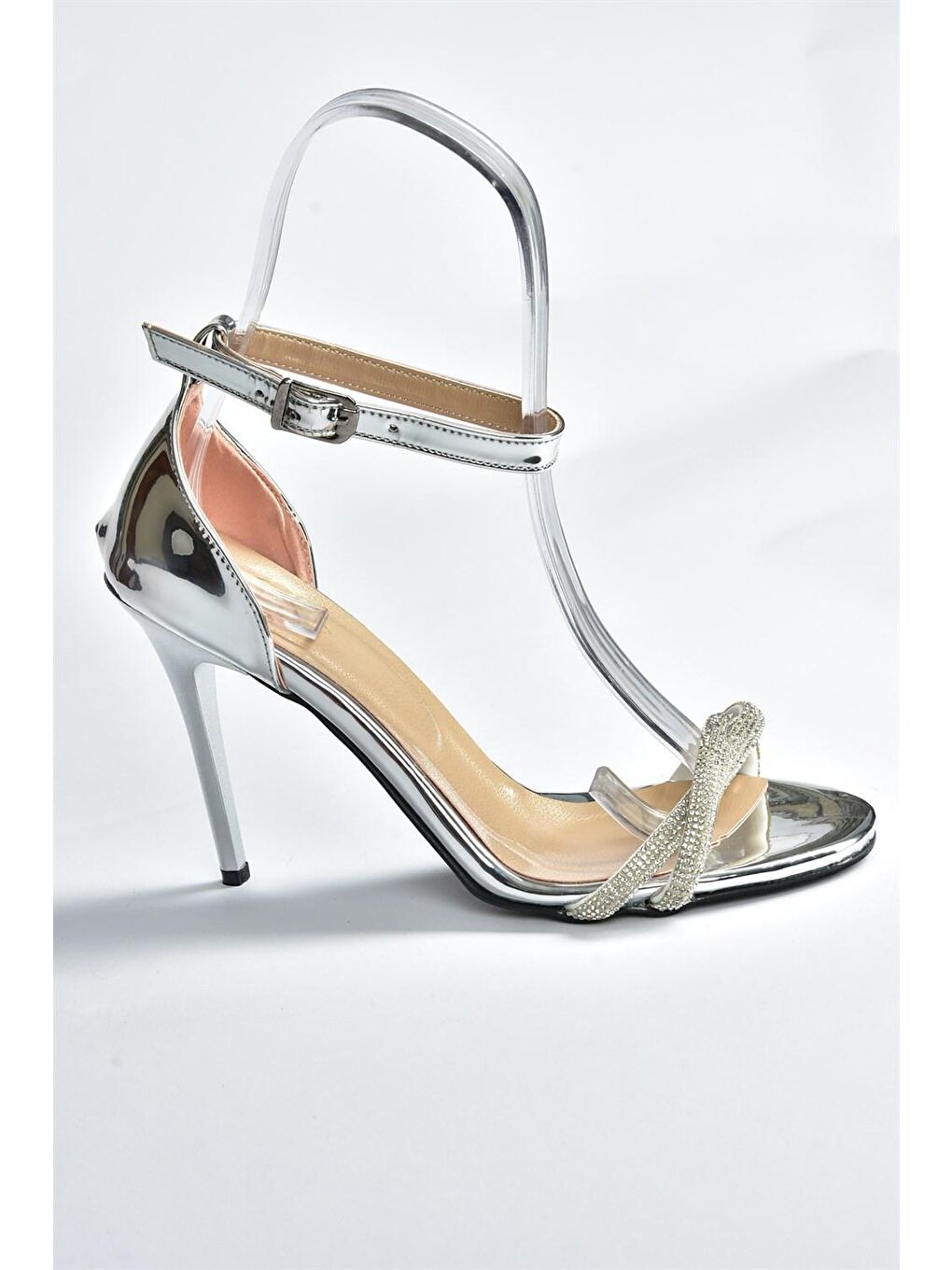 Gri M7521213 Gümüş Kadın Topuklu Ayakkabı-5