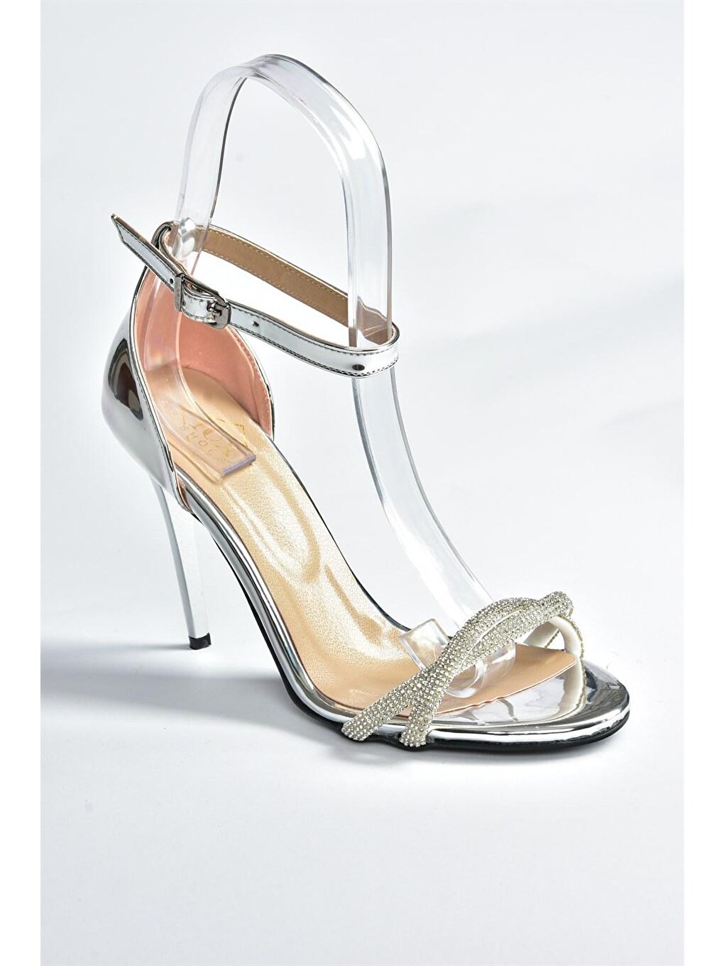 Gri M7521213 Gümüş Kadın Topuklu Ayakkabı-6