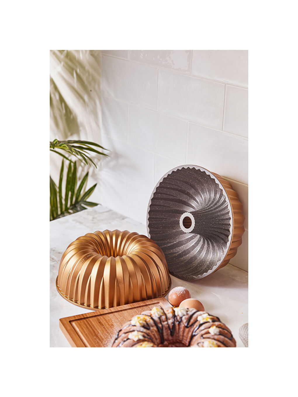 Sarı Griss Hardstone Döküm Kek Kalıbı Gold 24 cm-8