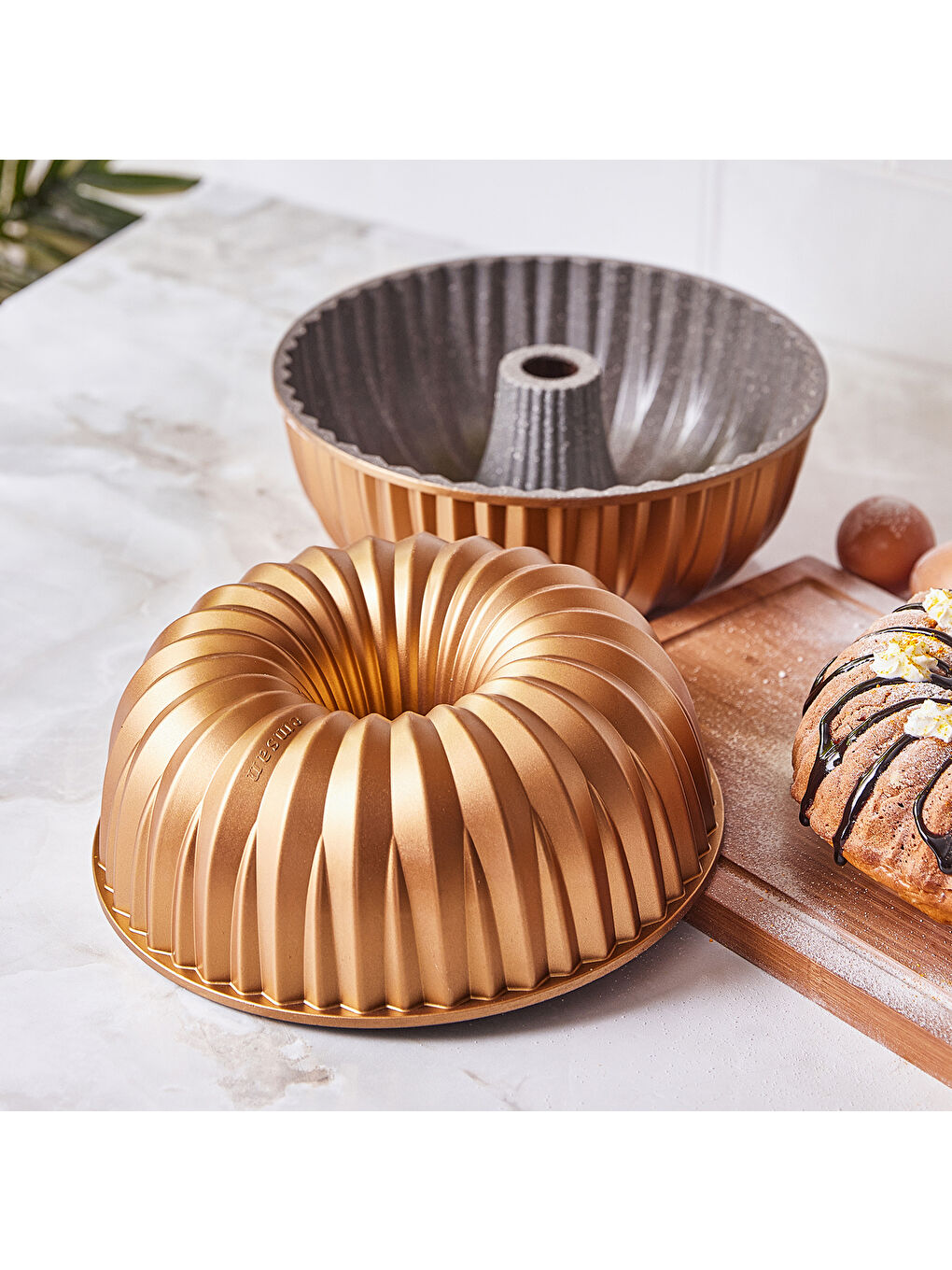 Sarı Griss Hardstone Döküm Kek Kalıbı Gold 24 cm-9