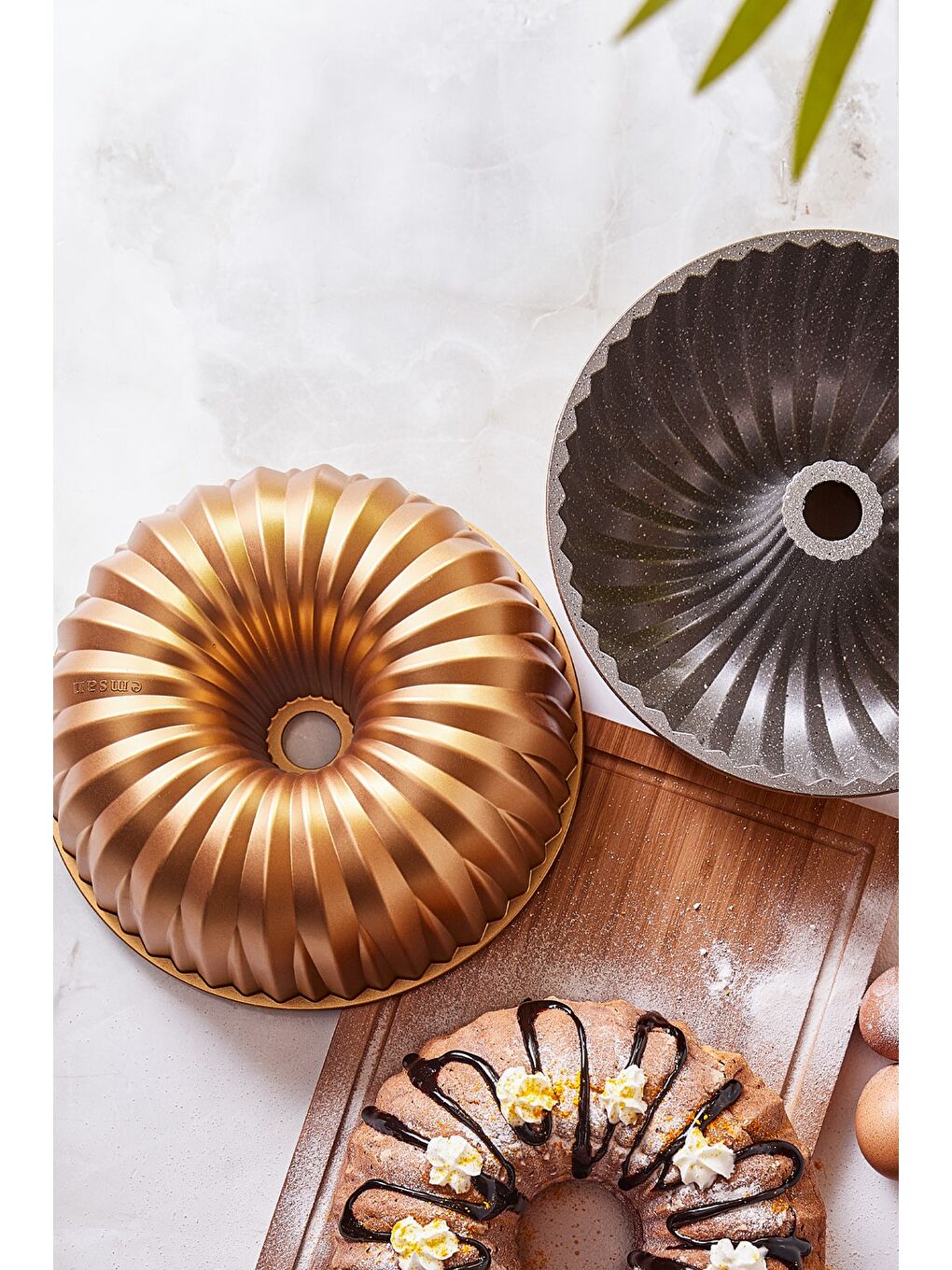 Sarı Griss Hardstone Döküm Kek Kalıbı Gold 24 cm-5