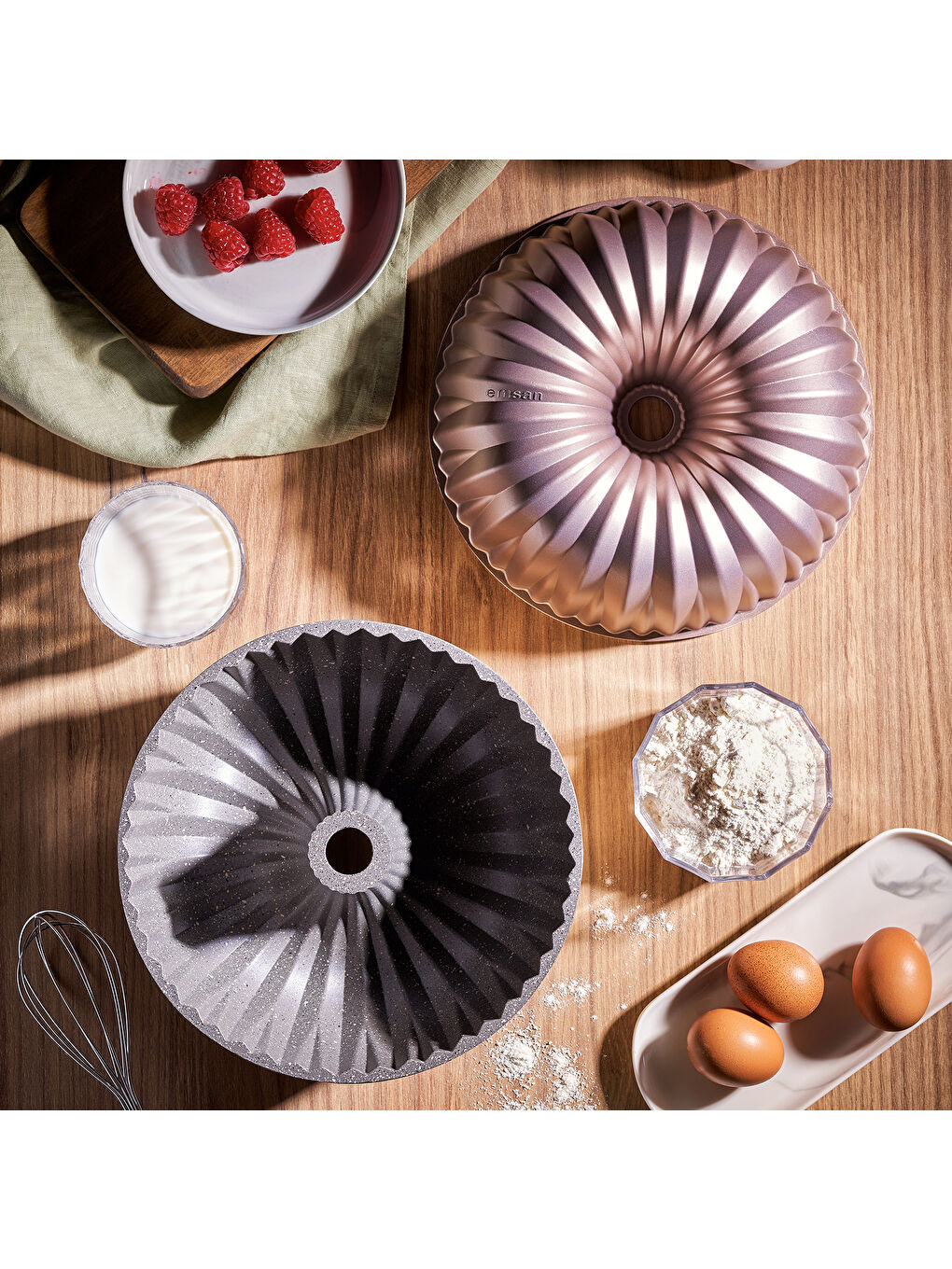 Pembe Griss Hardstone Döküm Kek Kalıbı Golden Pink 24 cm-9