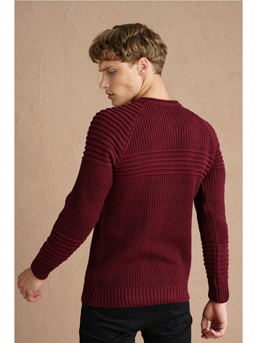 Bordo Erkek Triko Kazak-1