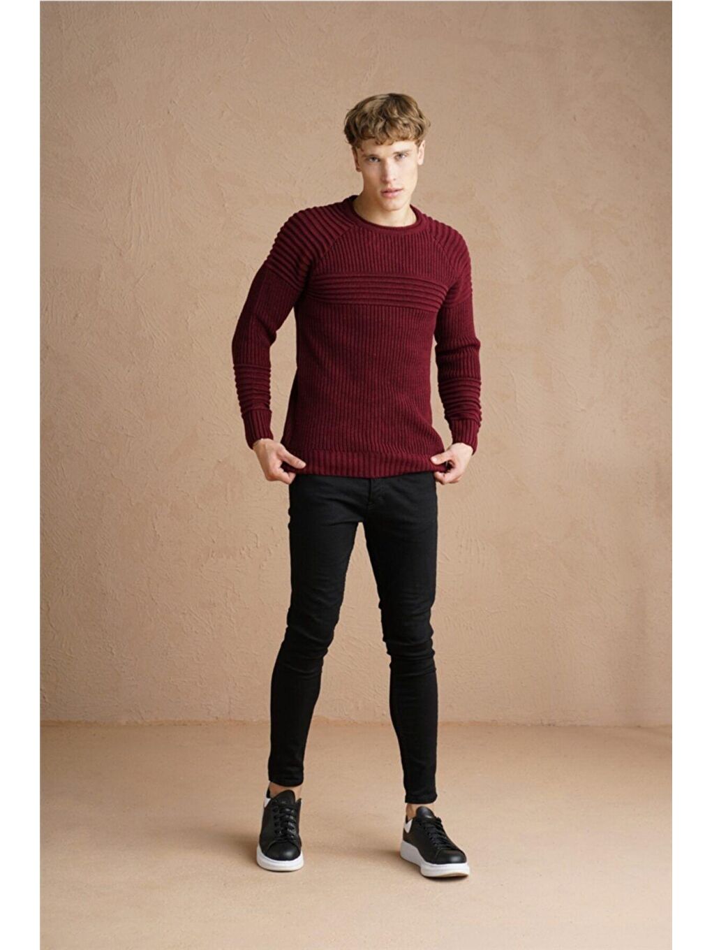 Bordo Erkek Triko Kazak-2