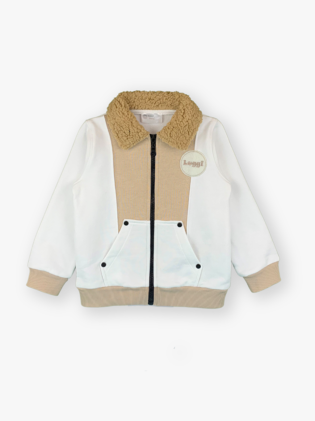 Bej Uzun Kollu Fermuarlı Erkek Bebek Ceket