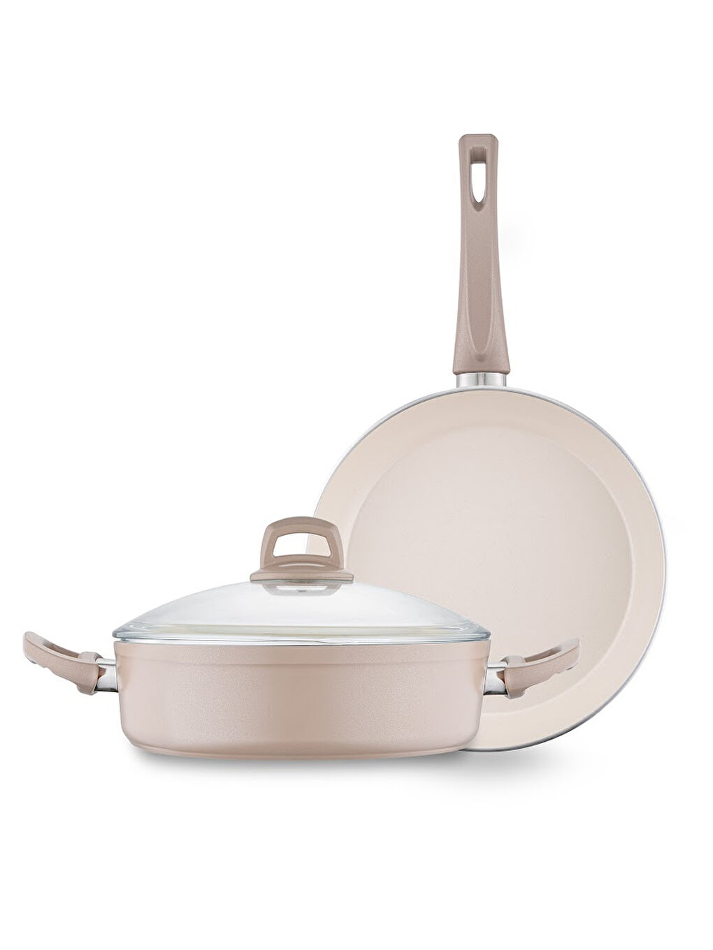 Pembe Crystal 3 Parça Tencere Tava Seti Rosegold-9