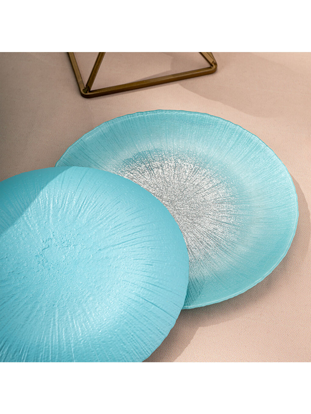 Pastel 7 Parça Cam Pasta / Tatlı Seti Mavi-9