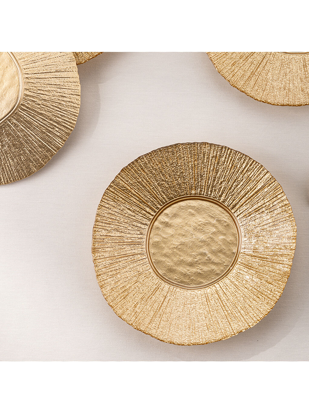 Sarı Golden 7 Parça Cam Pasta / Tatlı Seti-9