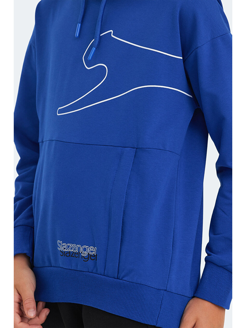 LINK Unisex Çocuk Kapüşonlu Cepli Saks Mavi Sweatshirt-3