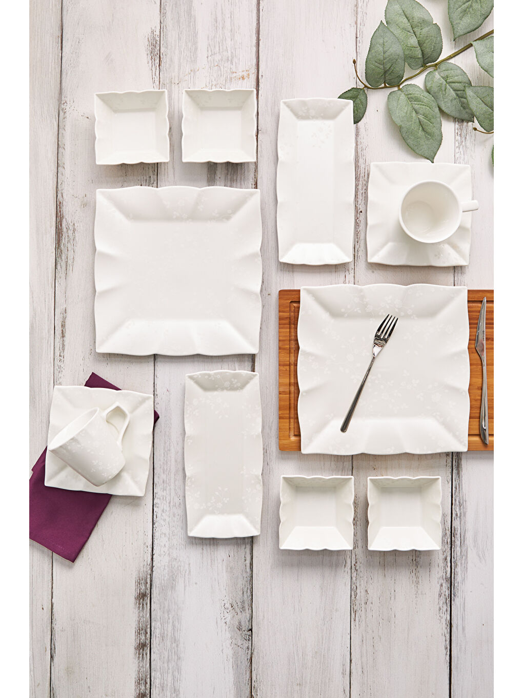 Beyaz Bahar Porselen 32 Parça 6 Kişilik Kahvaltı/Servis Takımı-7