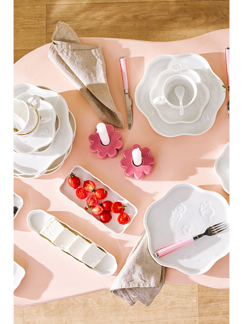 Beyaz Florist 30 Parça 6 Kişilik Porselen Kahvaltı Takımı-7