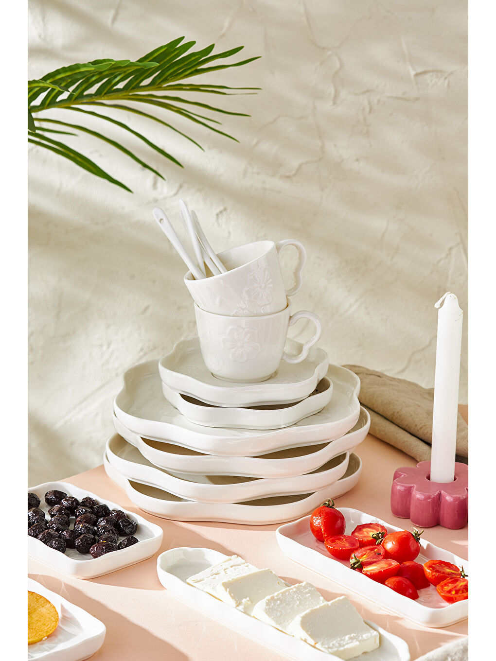 Beyaz Florist 30 Parça 6 Kişilik Porselen Kahvaltı Takımı-8