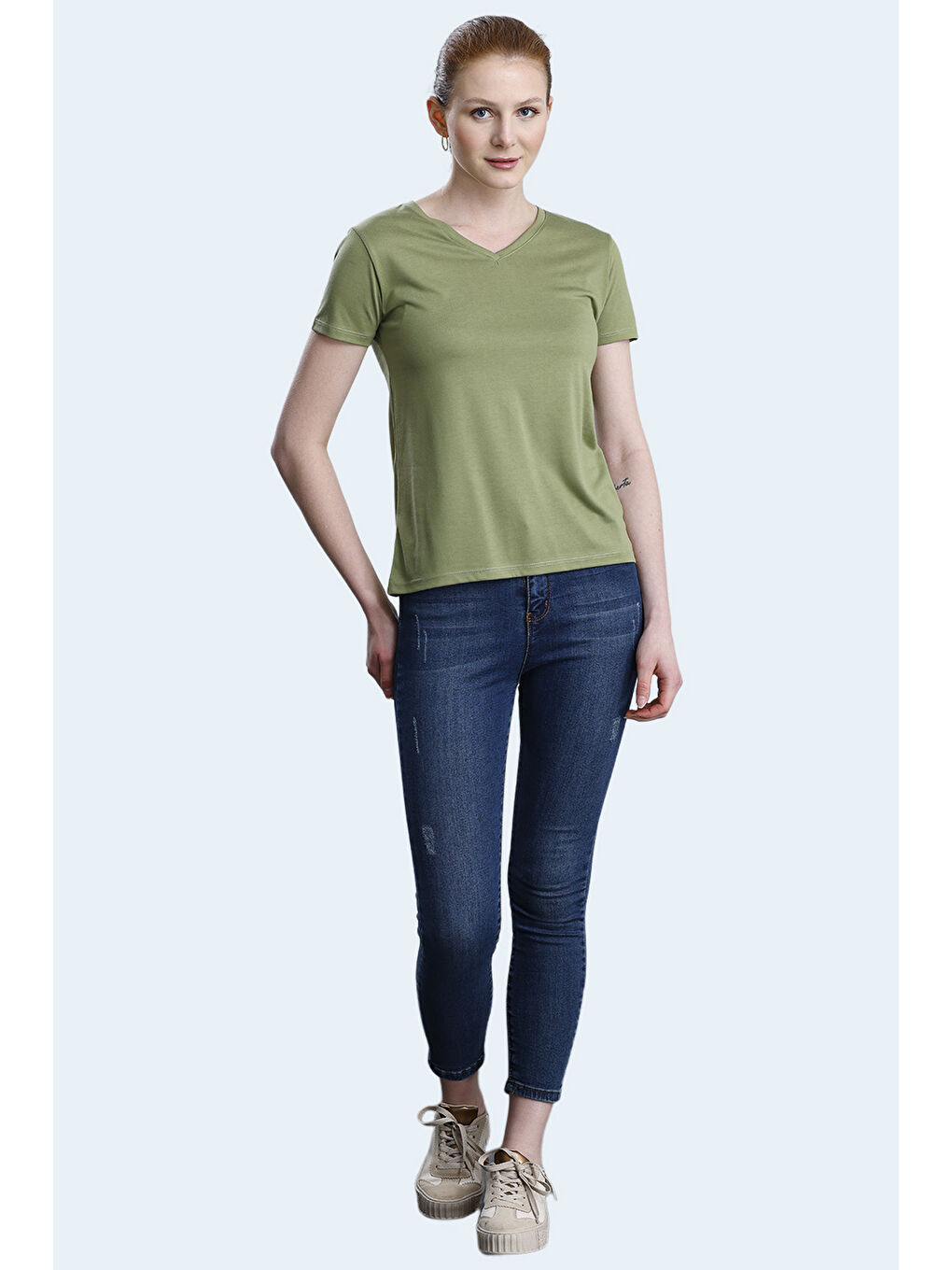 PERICAS Kadın Açık Yeşil Tişört-6