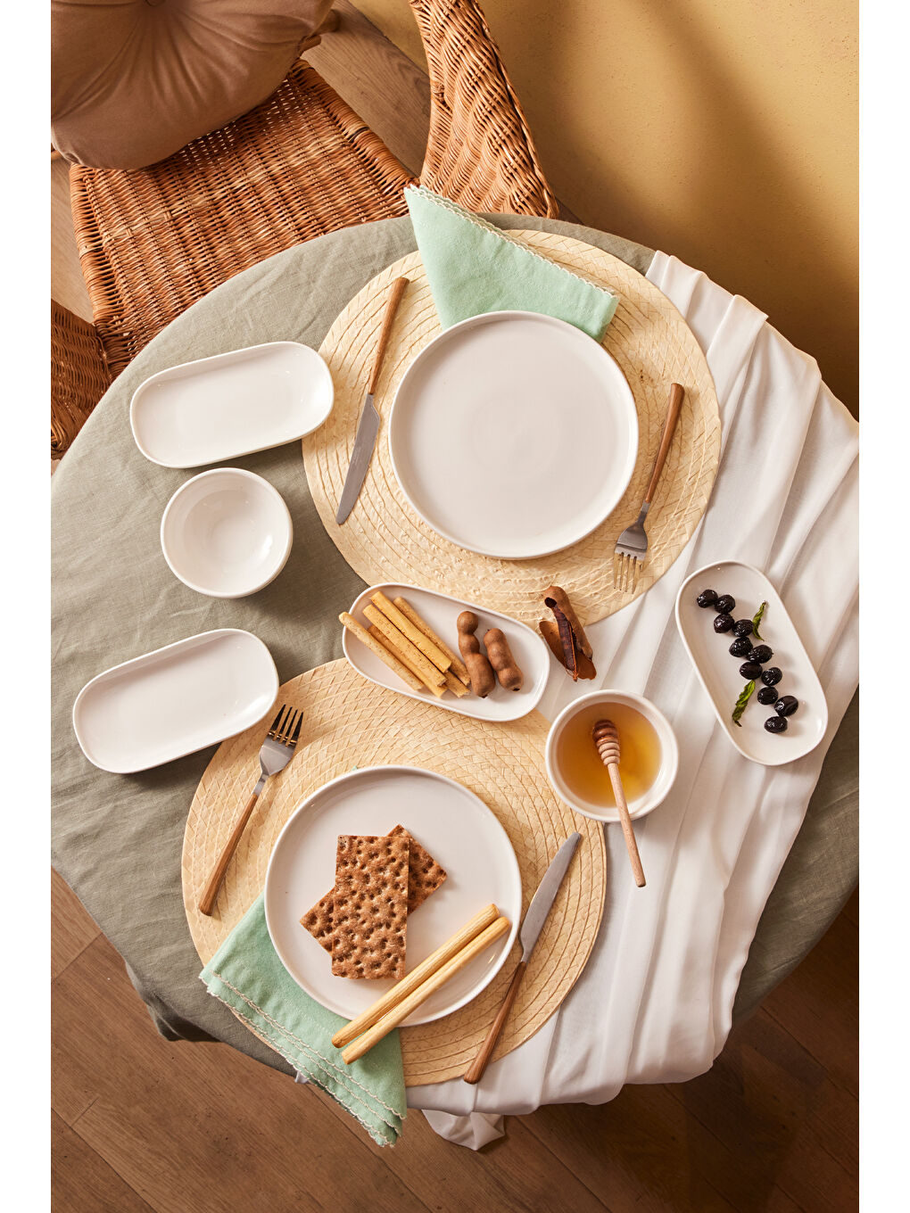 Parla Porselen 12 Parça 6 Kişilik Kahvaltı Takımı Beyaz-5