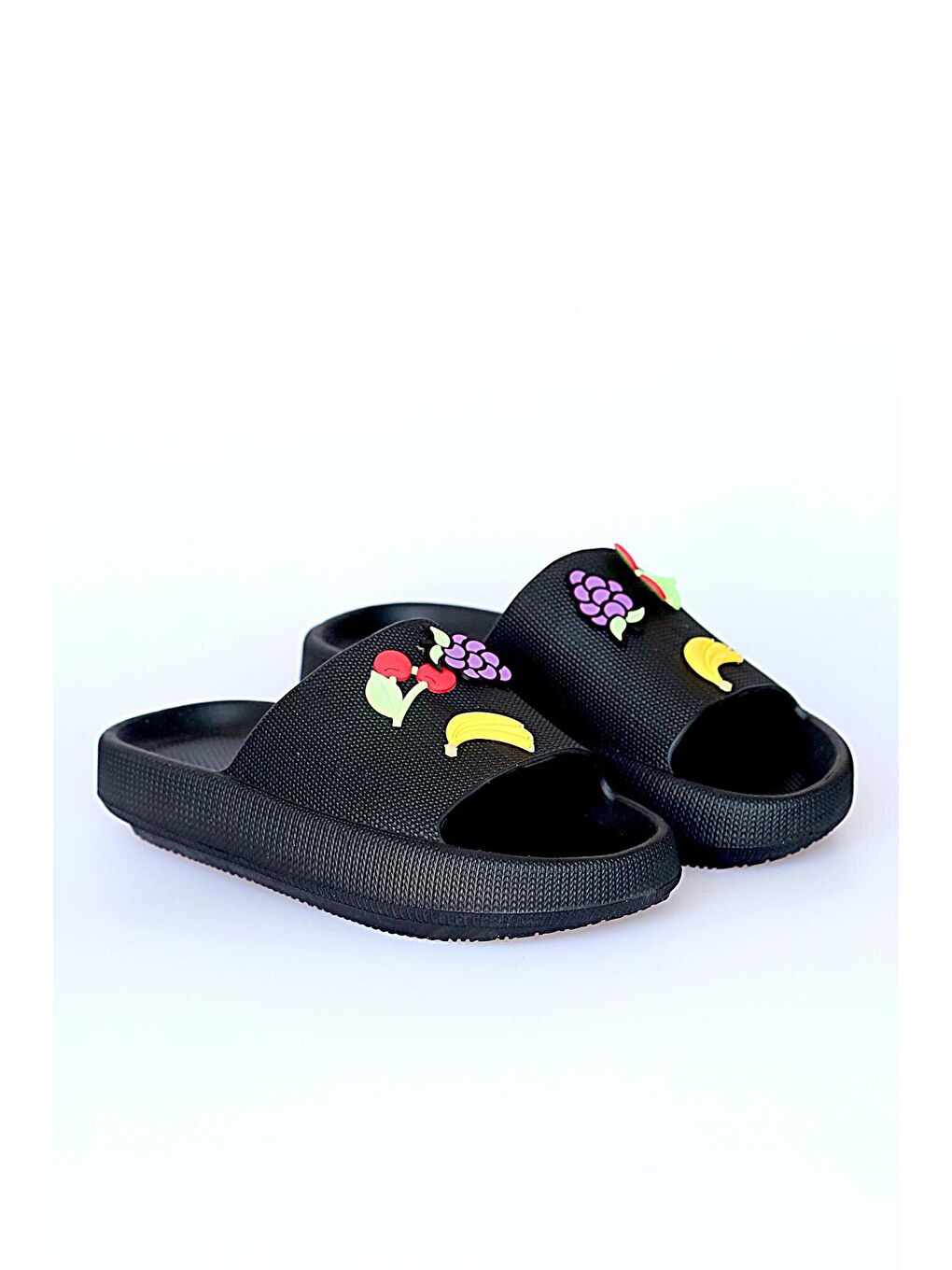 Siyah Comfort Taban Meyveli Günlük/Plaj Kadın Terlik 001-0246-22-3