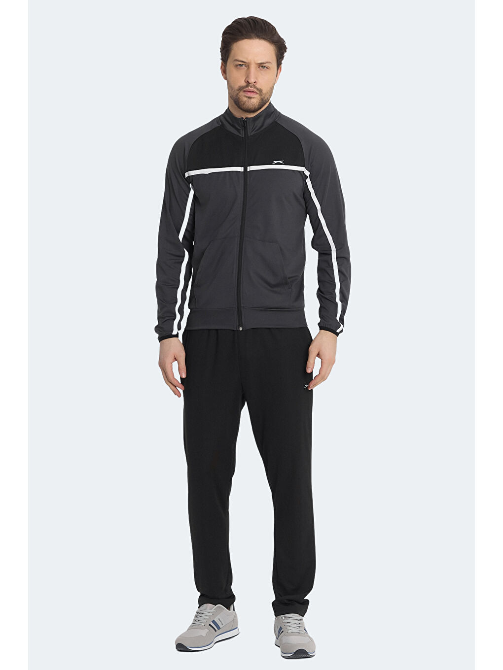 REFORM Erkek Fermuarlı Dik Yaka Cepli Koyu Gri Eşofman Takımı