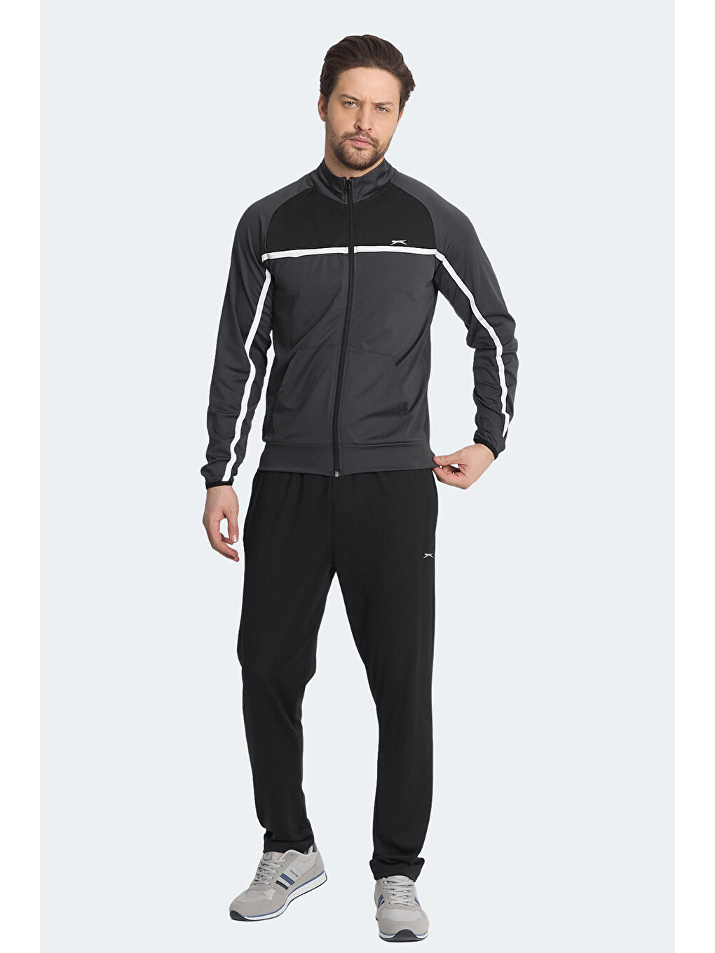 REFORM Erkek Fermuarlı Dik Yaka Cepli Koyu Gri Eşofman Takımı-3