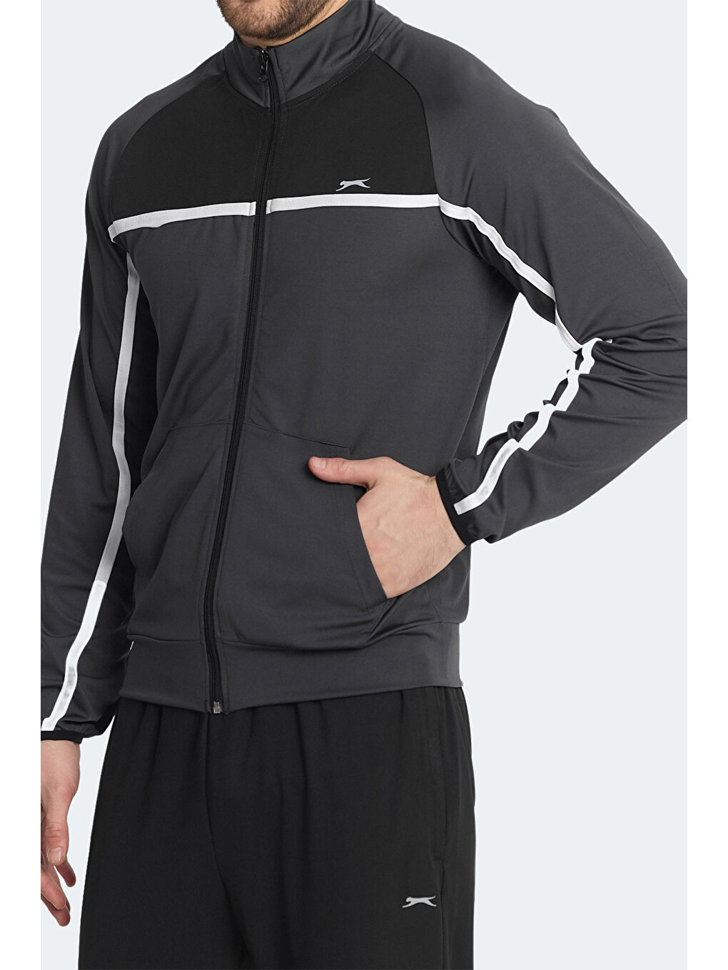 REFORM Erkek Fermuarlı Dik Yaka Cepli Koyu Gri Eşofman Takımı-4