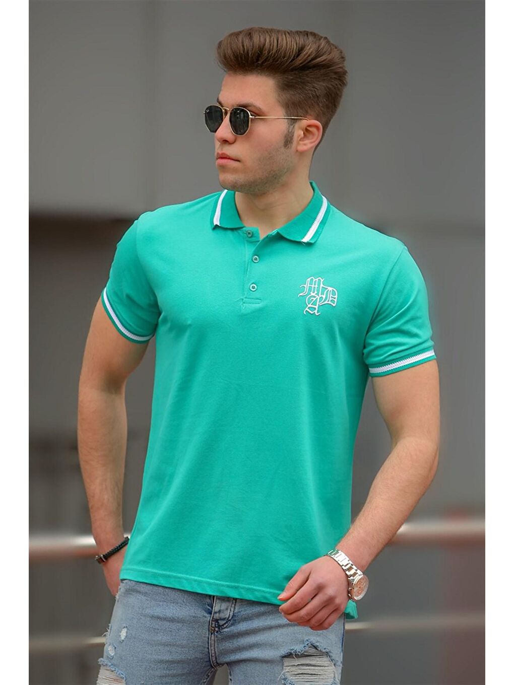 Armalı Turkuaz Polo Tişört 3055