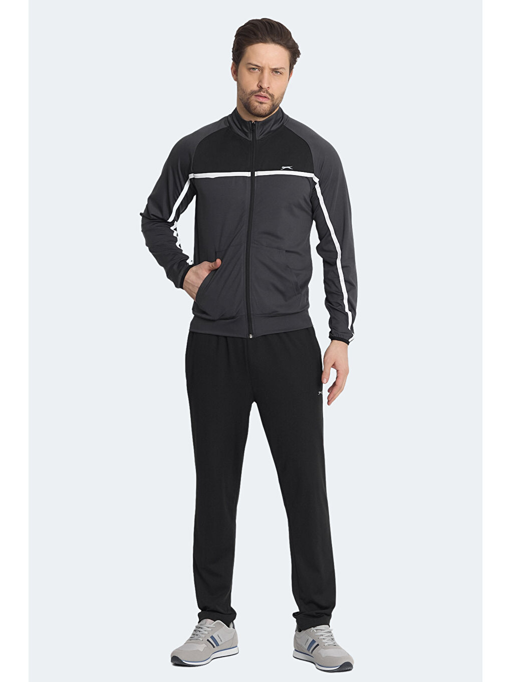 REFORM Erkek Fermuarlı Dik Yaka Cepli Koyu Gri Eşofman Takımı-6