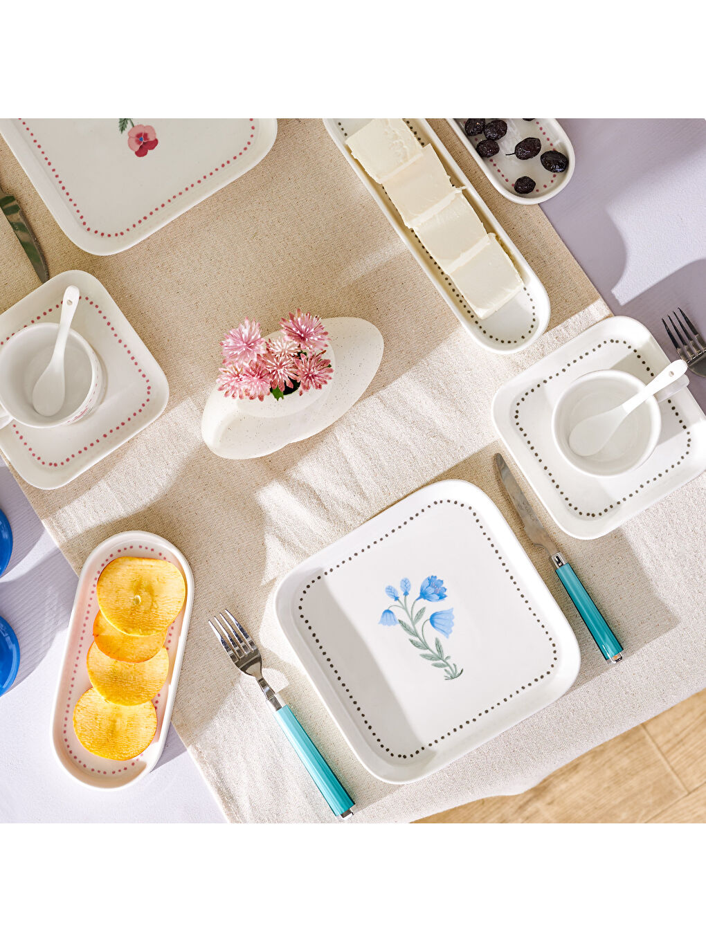 Beyaz Viola Porselen 30 Parça 6 Kişilik Kahvaltı Takımı-6