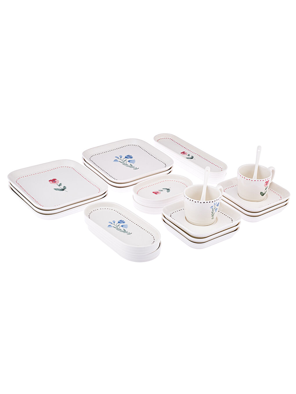 Beyaz Viola Porselen 30 Parça 6 Kişilik Kahvaltı Takımı-8