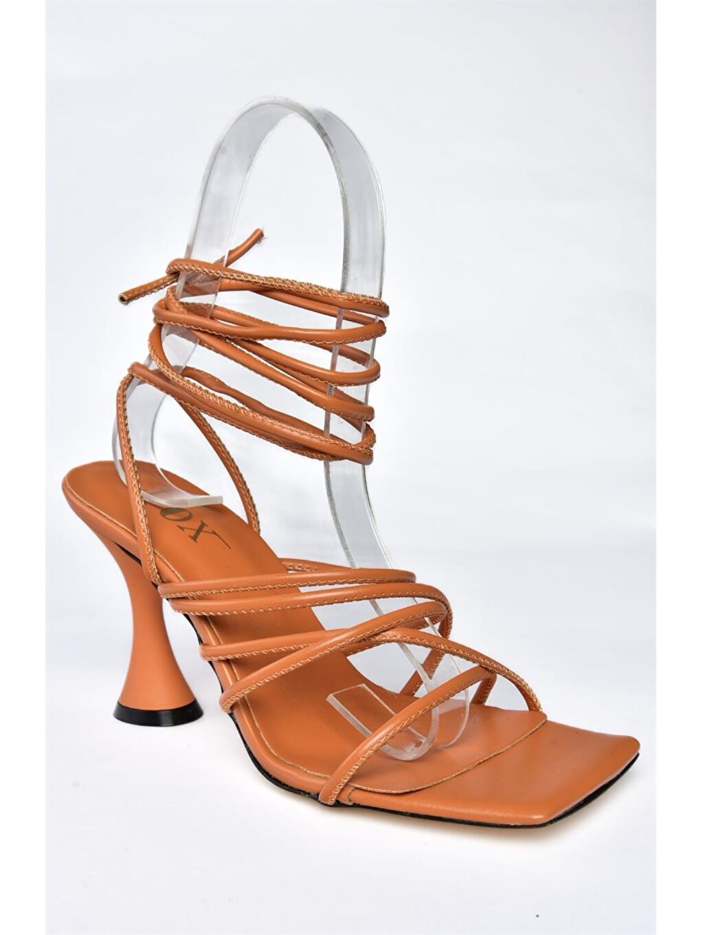 Turuncu Bilekten Bağlamalı Topuklu Kadın Ayakkabı M369543409-4