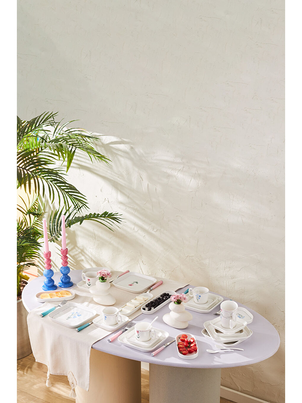 Beyaz Viola Porselen 30 Parça 6 Kişilik Kahvaltı Takımı-4