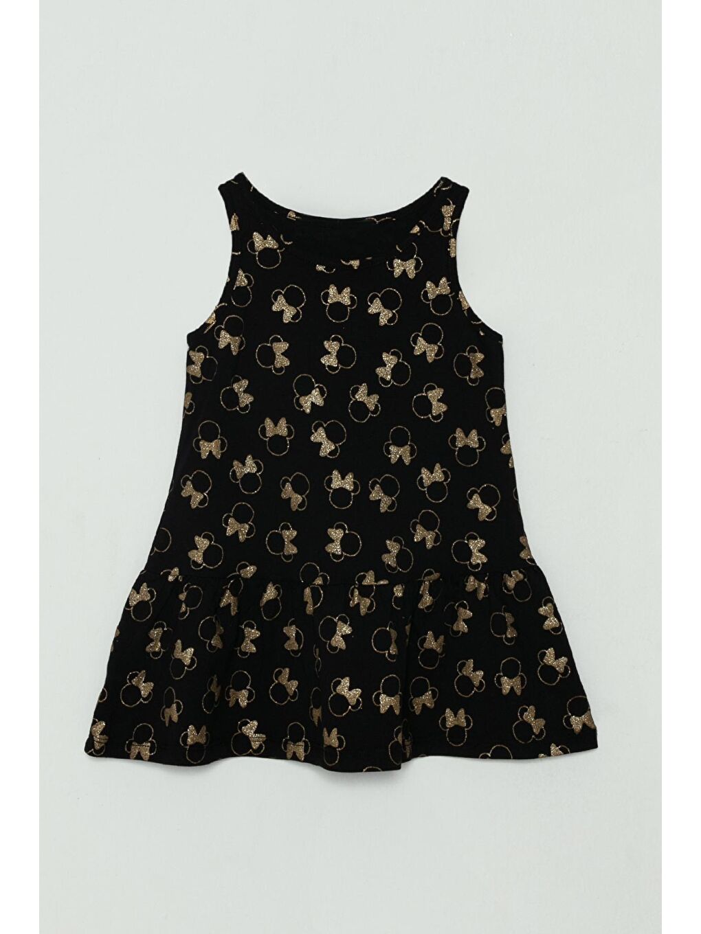 Siyah Üzerine Sarı Simli Kız Çocuk Elbise