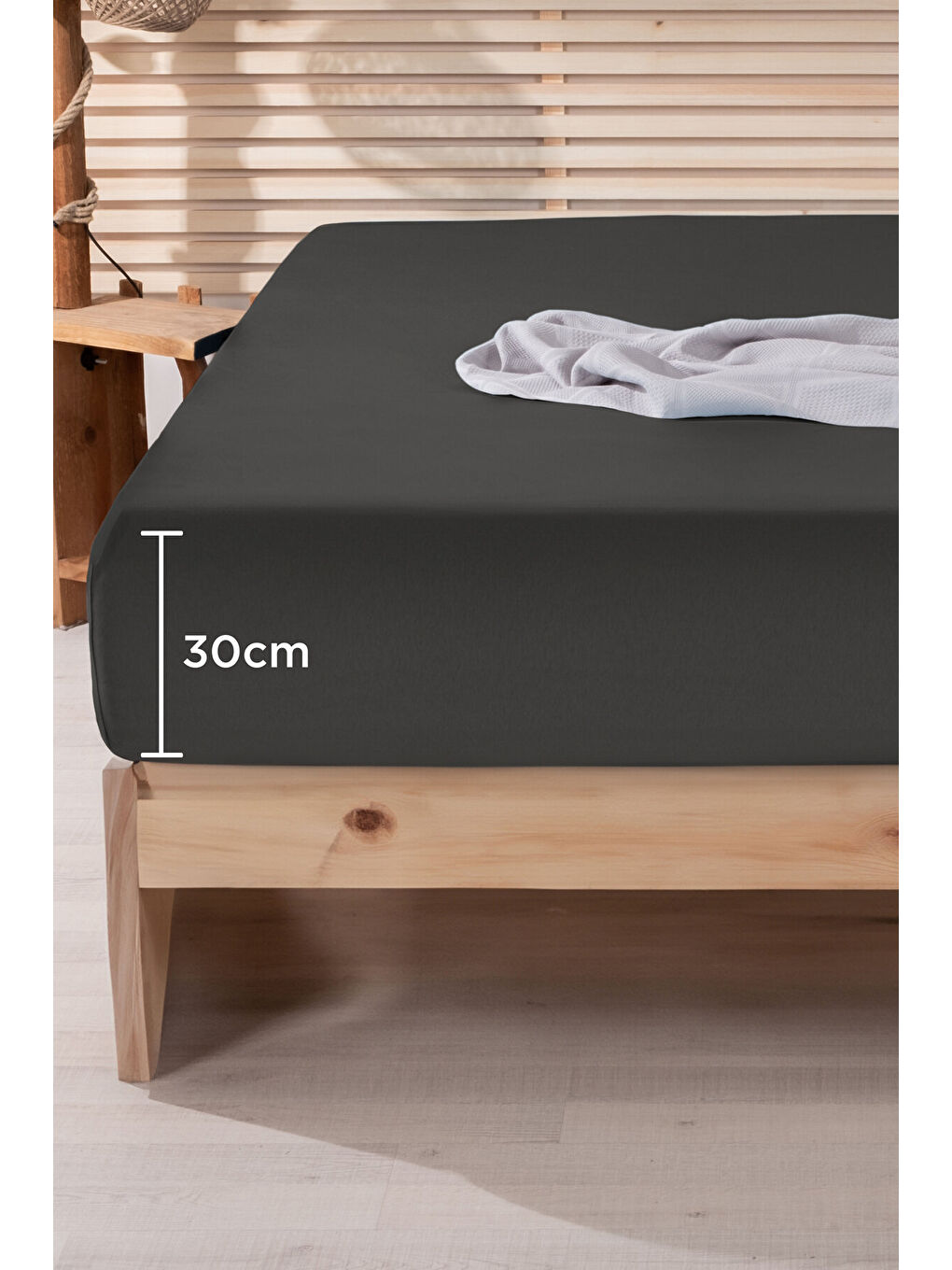 Nordqueen Gri Ranforce %100 Pamuk 160x 200 Çift Kişilik Lastikli Çarşaf Füme - 1
