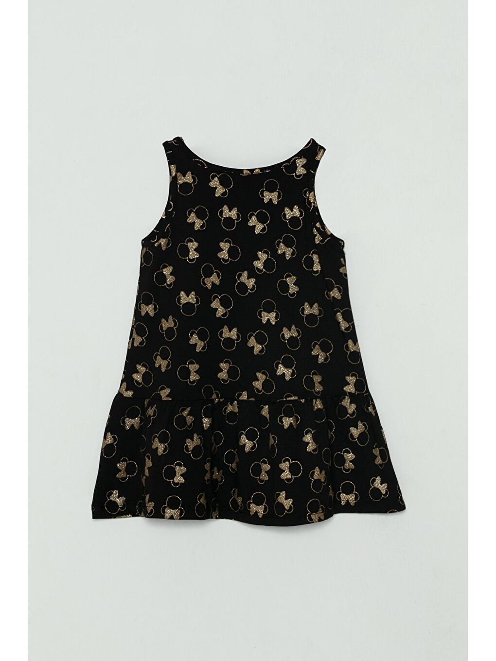 Siyah Üzerine Sarı Simli Kız Çocuk Elbise-1